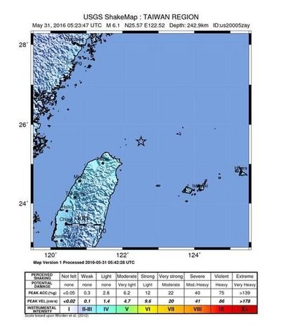 aardbeving taiwan hoofdstad