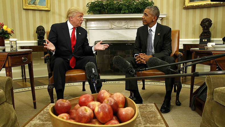 U.S. President Barack Obama meets with President-elect Donald Trump