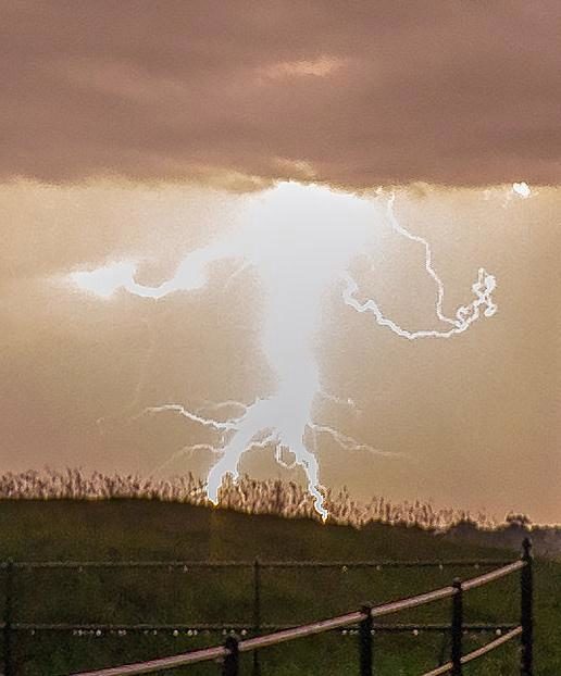 Martin Dolan captured a lightning man in the skies over Dorset 