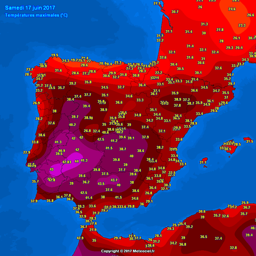 temperatuur spanje portugal