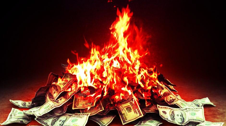 cash on fire