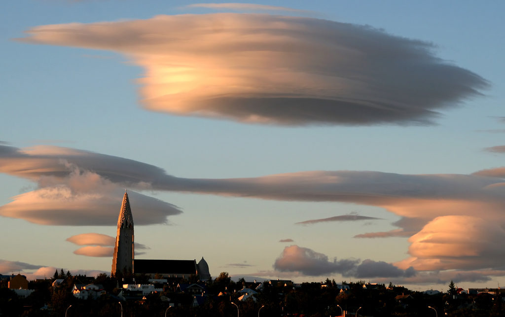 Lenticular clouds over Reykjavik