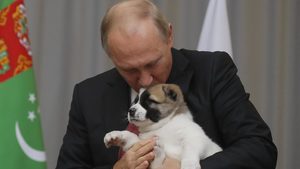 Poetin met puppy