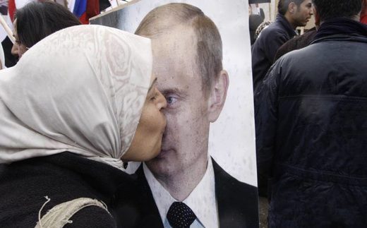 Syrische vrouw kust portret Poetin