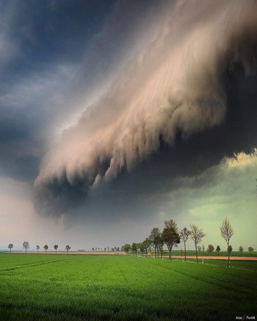 Dramatic skies as a shelf cloud rolled in over Wolfenbüttel, Germany
