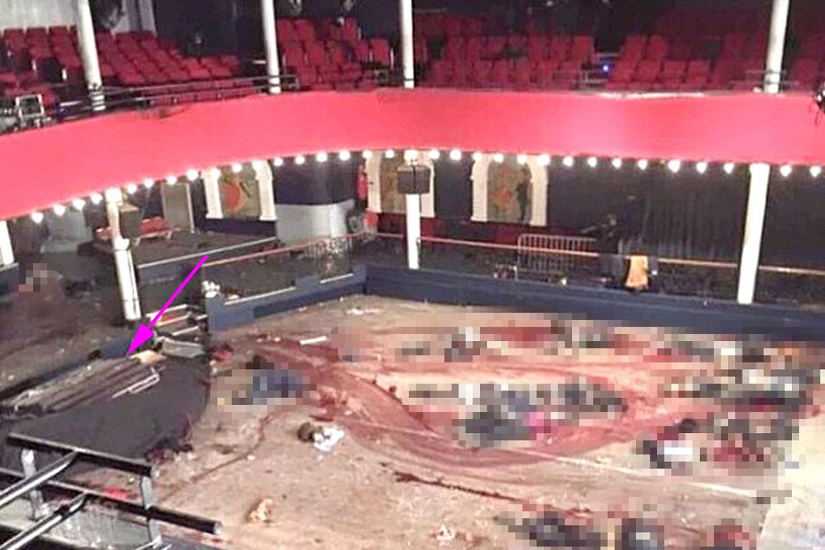 Alleged photograph of the Bataclan right after the attack
