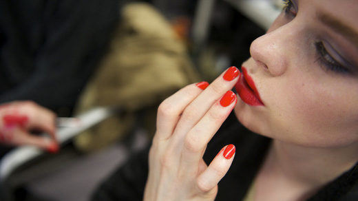 woman red lipstick