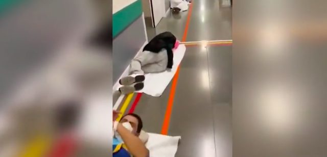 Madrid ziekenhuis mensen vloer