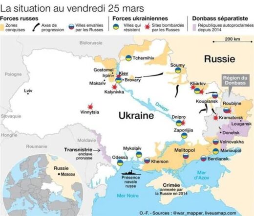 oorlogskaart van Oekraïne