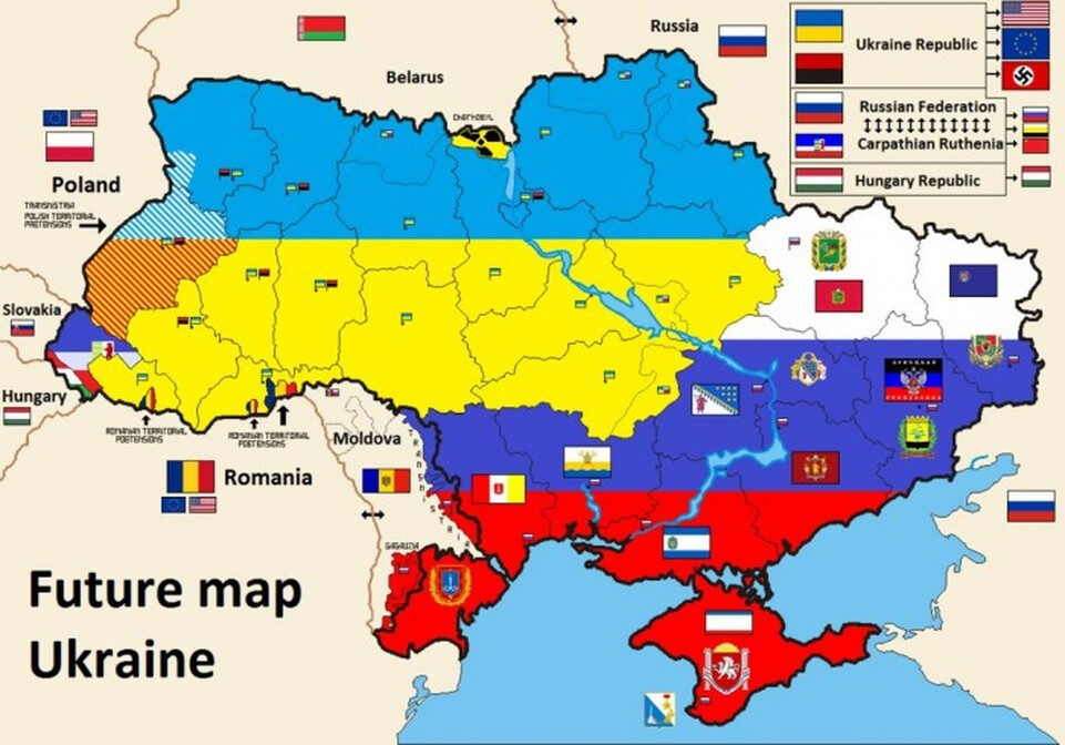kaart van Oekraïne na de oorlog