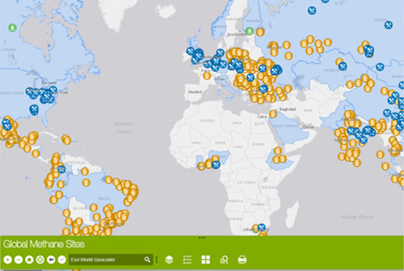 kaart van EPA methaanmitigatie-activiteit