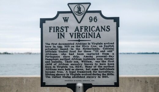 Klik om te vergroten historisch bord slavernij virgina