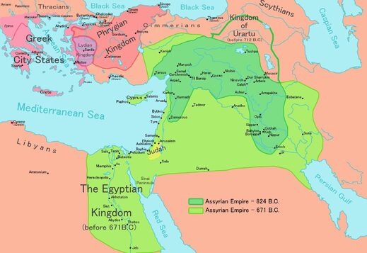 kaart van het assyrische rijk