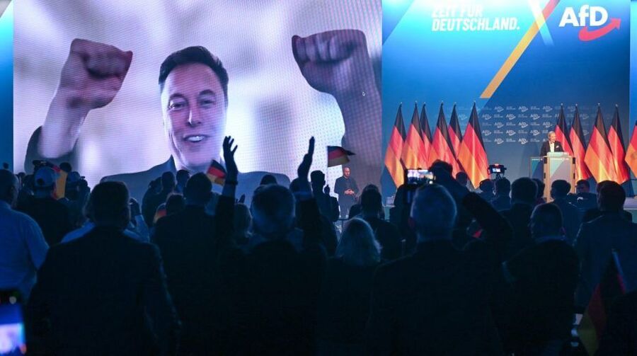 Europese unie elon musk afd demonstranten collage