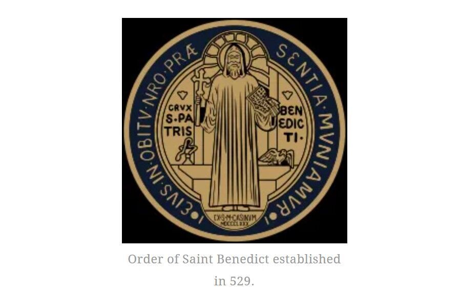 Klik om te vergroten Orde van Sint-Benedictus opgericht in 529.