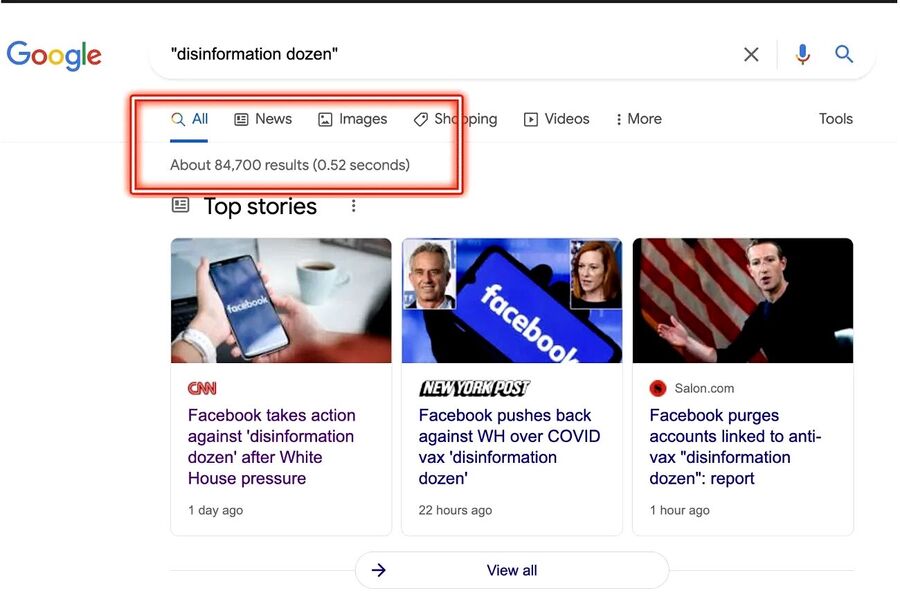 google ranking desinformatie laster covid critici