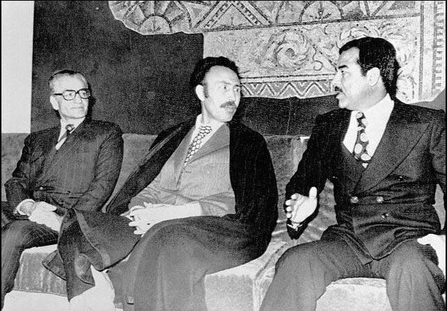 Klik om te vergroten Mohammad Reza Pahlavi, Houari Boumediene, Saddam Hussein