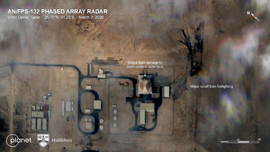 Klik om te vergroten Legerradar vernietigd door Iran in Qatar